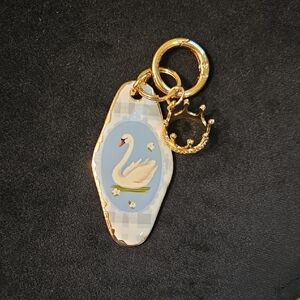 Swan Keychain with Gold Accents